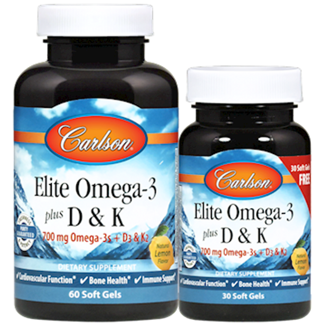 Carlson Labs Elite Omega 3 + D3 & K 60+30 softgels
