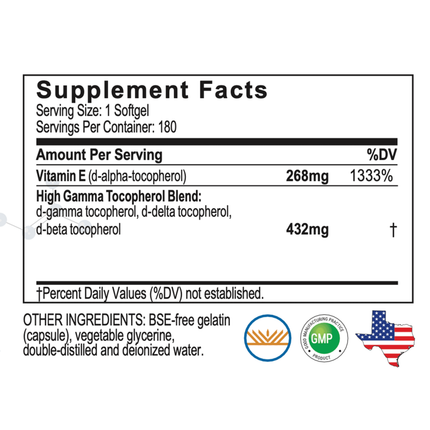 AC Grace Unique E Tocopherols 180 softgels Supplement Facts