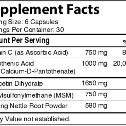 Advanced Nutrition by Zahler	AllerBreez 180 caps Supplement Facts 