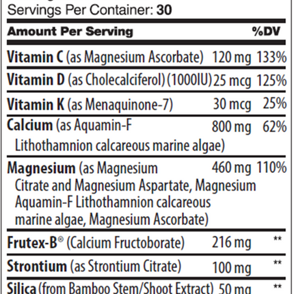 Advanced Nutrition by Zahler	BoneFactor 120 tabs Supplement Facts