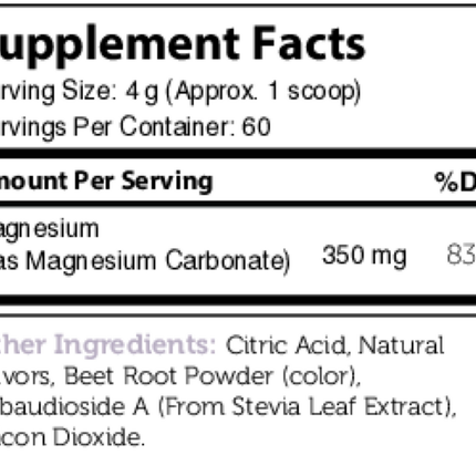 Advanced Nutrition by Zahler	Magnesium Powder 240 grams Supplement Facts 