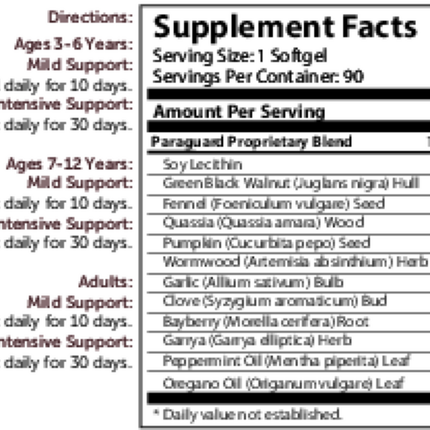 Advanced Nutrition by Zahler	ParaGuard 30 caps Supplement Facts