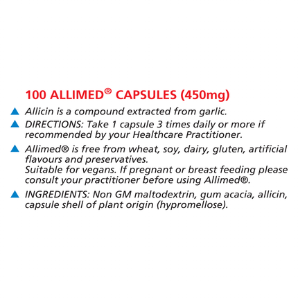 Allimax International Allimed Capsules 450mg 100 caps Supplement Facts