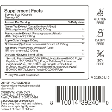Amy Myers MD Biofilm Disruptor 60 caps-Supplement-Facts