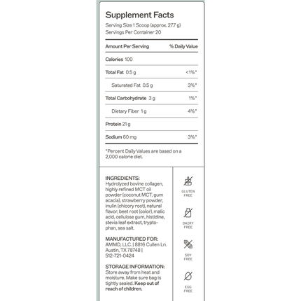 Amy Myers MD	Paleo Protein - Strawberries & Cream 831 grms Supplement Facts