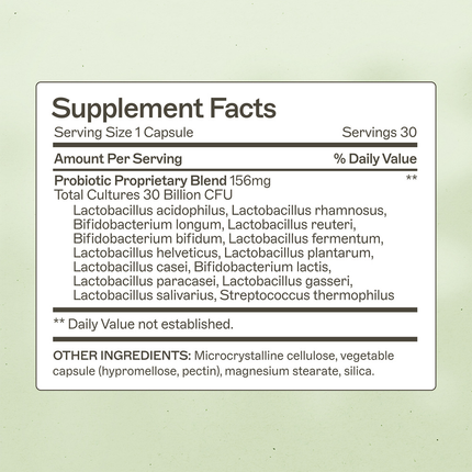 Amy Myers MD Probiotic Capsules 30 Billion 30 cap Supplement Facts