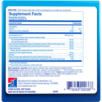 Anabolic Laboratories	Deflame Nutrition Pack 30 packets supplement Facts 