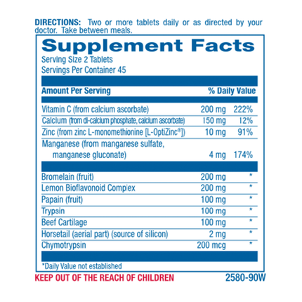 Anabolic Laboratories	Zymain 90 tabs Supplement Facts 