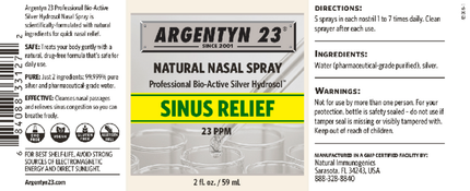 Argentyn 23	Silver Argentyn 23 Pro Nasal Spray 59 ml Supplement Facts 