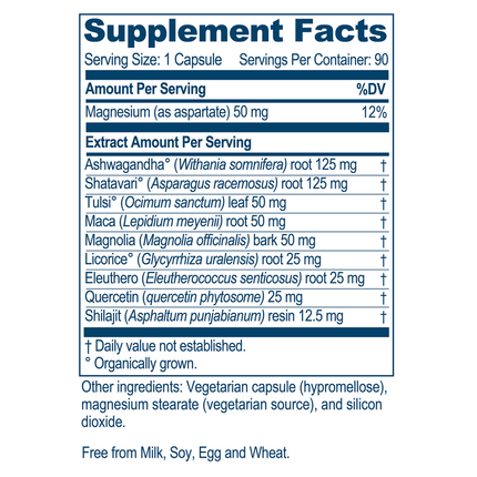 Ayush Herbs AdrenOm 90 caps Supplement Facts