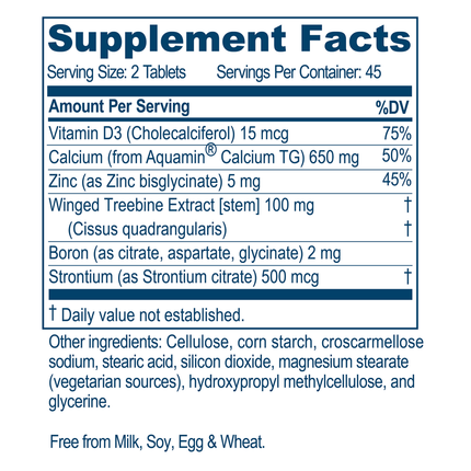 Ayush Herbs Calcium + Cofactors 90 tabs Supplement Facts