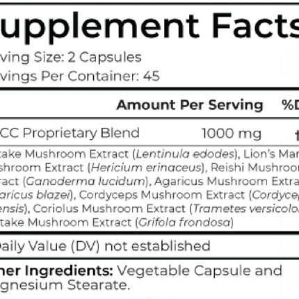 Bio Essence Health Science Mushroom King 90 caps Supplement Facts 