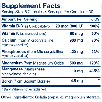 Bio-Nutritional Formulas Osteogest 180 caps Supplement Facts 