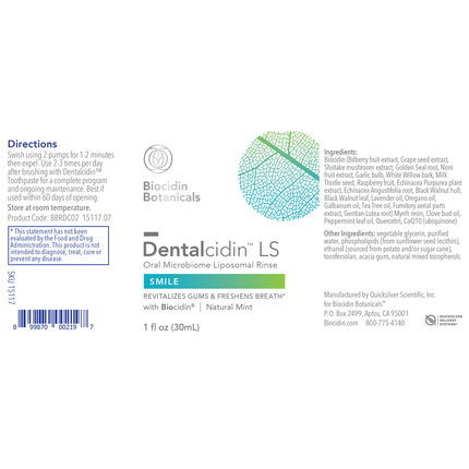 Biocidin Botanicals Dentalcidin Liposomal Oral Care Solution with Biocidin 1 ounces
