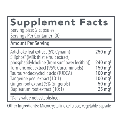 Biocidin Botanicals Liver GB+ 60 caps Supplement Facts 