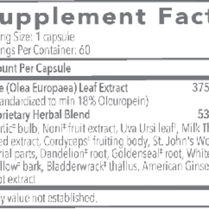 Biocidin Botanicals Olivirex (Olive Leaf Combination) 60 caps Supplement Facts 