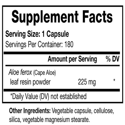 Biodesign Aloe Lax 225 mg 180 caps Supplement Facts