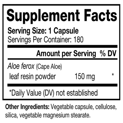 Biodesign Aloe Lax150 mg 180 caps Supplement Facts