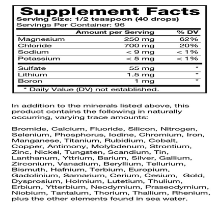 Biodesign Liquid Ionic Trace Minerals 8 oz Supplement Facts