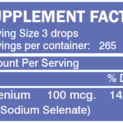 BodyBio Liquid Mineral 8 Selenium 2 ounce Supplement Facts