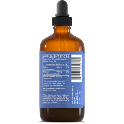 BodyBio Potassium Liquid Mineral 2 ounce Supplement Facts