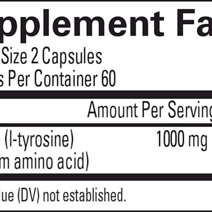 Brain MD Tyrosine 120 caps Supplement Facts