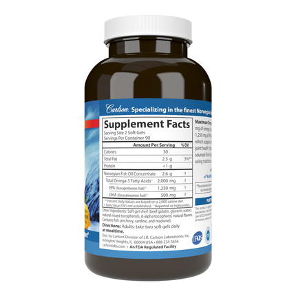 Carlson Labs Maximum Omega 2000 180 softgels Supplement Facts