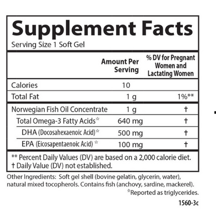 Carlson Labs Mother's DHA 120 softgels Supplement Facts