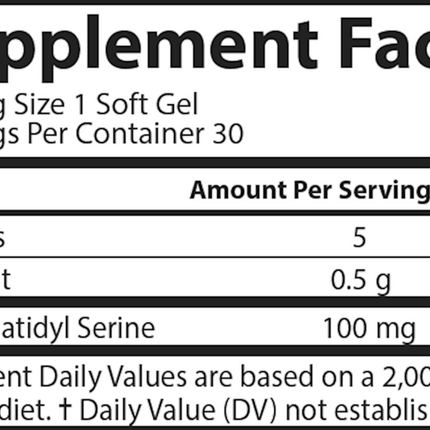 Carlson Labs Phosphatidyl Serine 100 30 softgels Supplement Facts