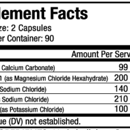 CodeAge Keto Electrolytes 180 caps Supplement Facts 