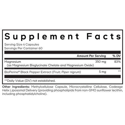 CodeAge Liposomal Magnesium Glycinate 240 caps Supplement Facts