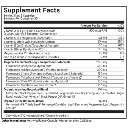 CodeAge Lungs Vitamins 90 caps Supplement Facts 