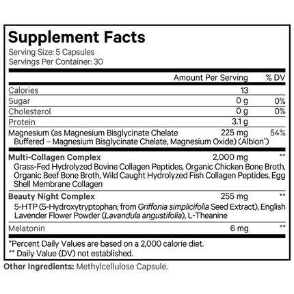 CodeAge Multi Collagen Beauty-Melatonin 150 caps Supplement Facts 