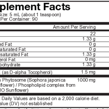 CodeAge Nanofood Liquid Quercetin Phytosome 450 ml Supplement Facts