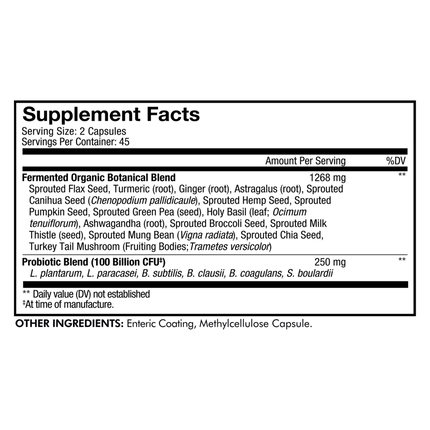 CodeAge SBO Probiotic 100 90 caps Supplement Facts 