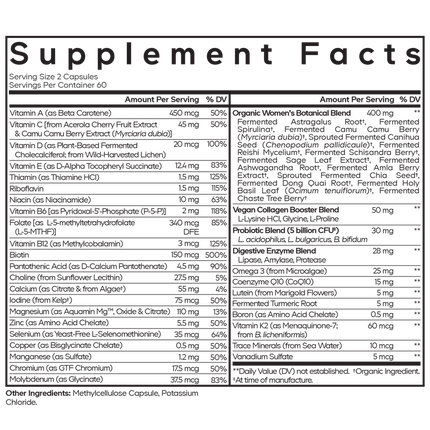 CodeAge Women's Fermented Multivitamin 120 caps Supplement Facts 