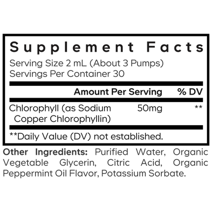 Codeage Chlorophyll+ Liquid Drops 60 ml Supplement Facts 