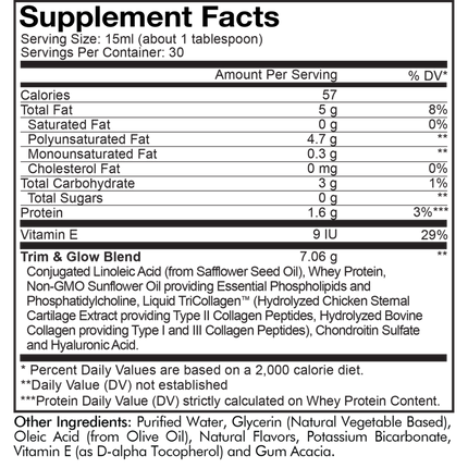 Codeage Collagen/HA + CLA - Vanilla Liquid 450 ml Supplement Facts 