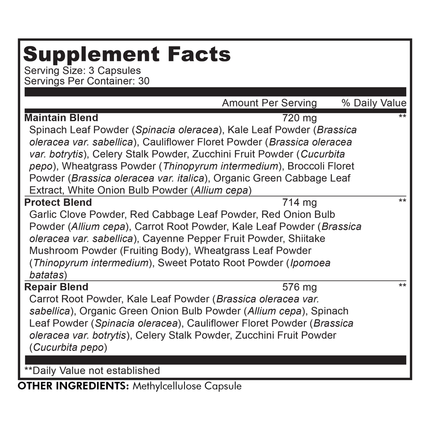 Codeage Easy Veggies 90 caps Supplement Facts 