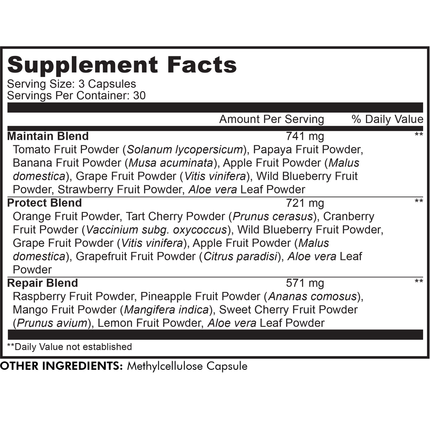 Codeage Fast Fruits 90 caps Supplement Facts 