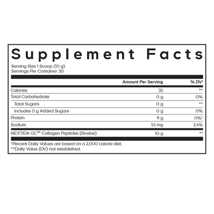 Codeage GLP-1 Collagen Peptides Powder 300 grams Supplement Facts
