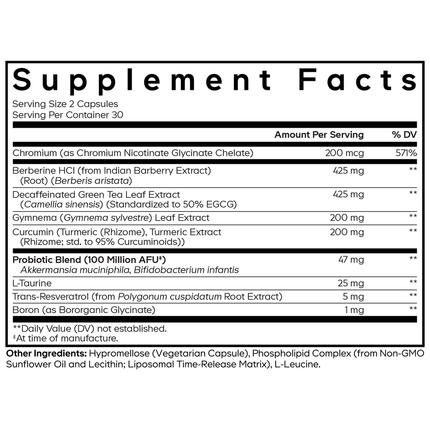Codege GLP-Advantage+ 60 caps Supplement Facts 