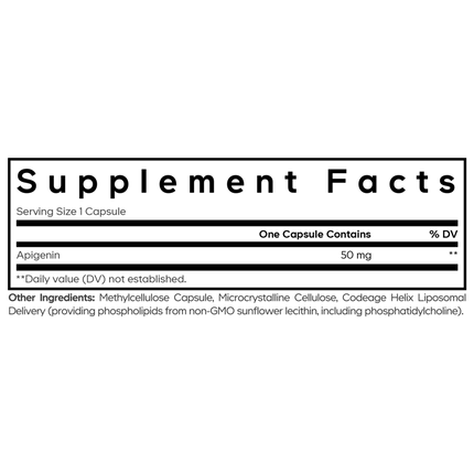 Codeage Liposomal Apigenin 90 caps Supplement Facts 