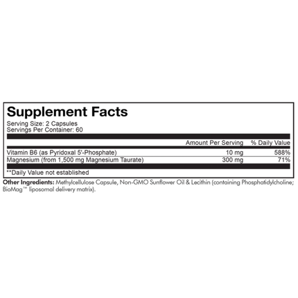 Codeage Liposomal Magnesium Taurate+ 120 caps Supplement Facts 