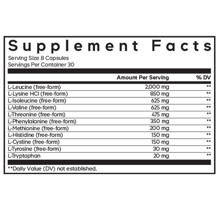 Codeage Liposomal Multi Amino+ 240 caps Supplement Facts 