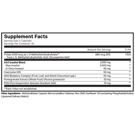 Codeage PQQ Ovarian Harmony+ 120 caps Supplement Facts