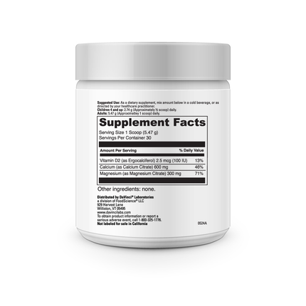 Davinci Labs Cal-Mag Citrate Powder 164 grams Supplement Facts