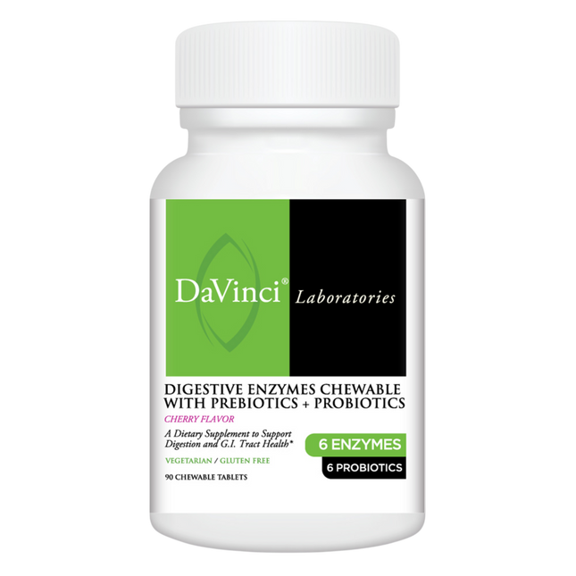 Davinci Labs Digestive Enzymes Chewable with Prebiotics + Probiotics - Cherry 90 Chewable