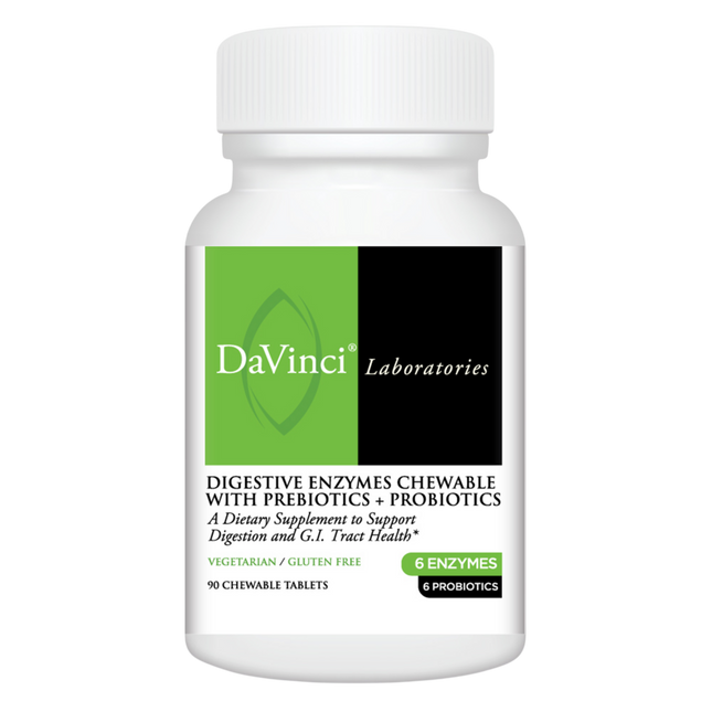 Davinci Labs Digestive Enzymes Chewable with Prebiotics + Probiotics Unflavored 90 Chewable