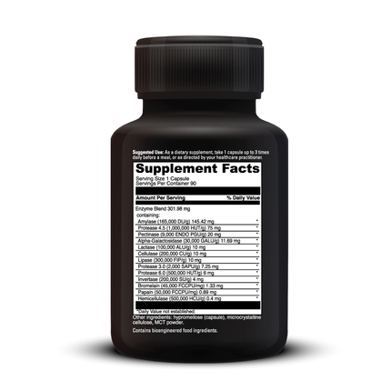 Davinci Labs Enzyme Benefits 90 caps Supplement Facts